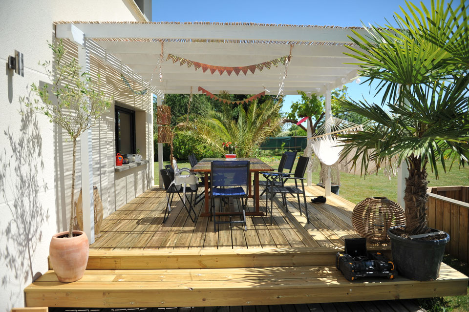 Pergola blanche & voile